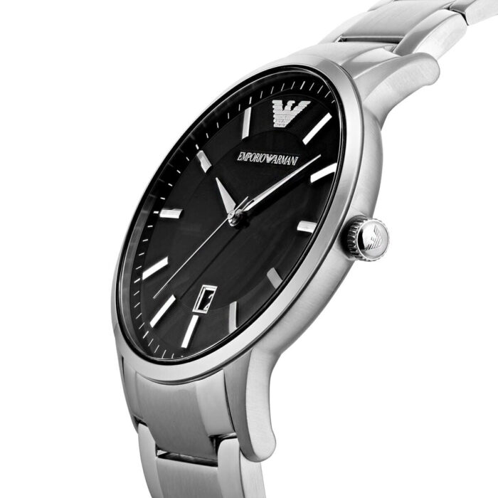 Emporio Armani Renato Quartz Black Dial Silver Steel Strap Watch For Men - AR11181 - Image 6